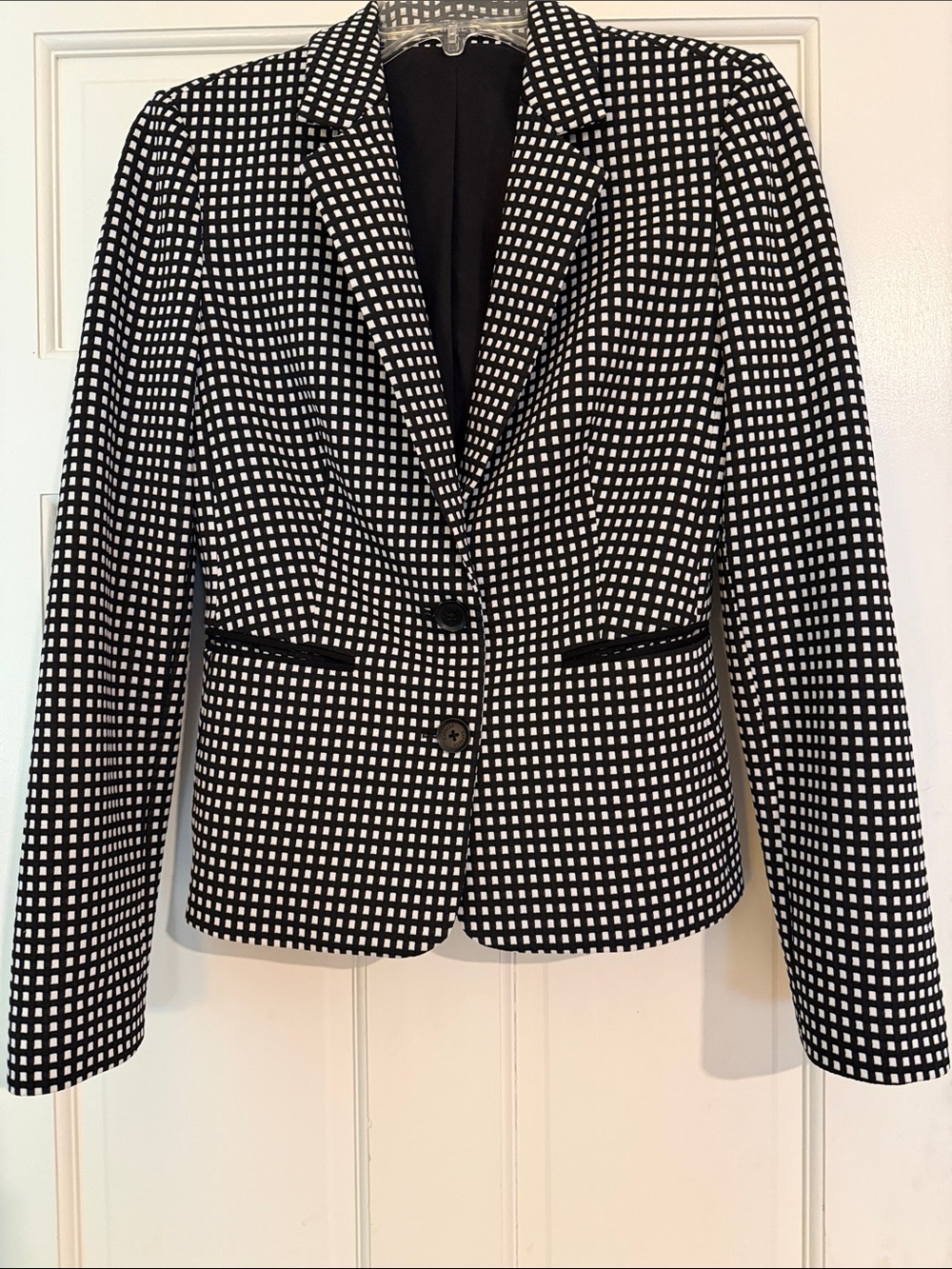 Express Black and White Checked Tailored Blazer
